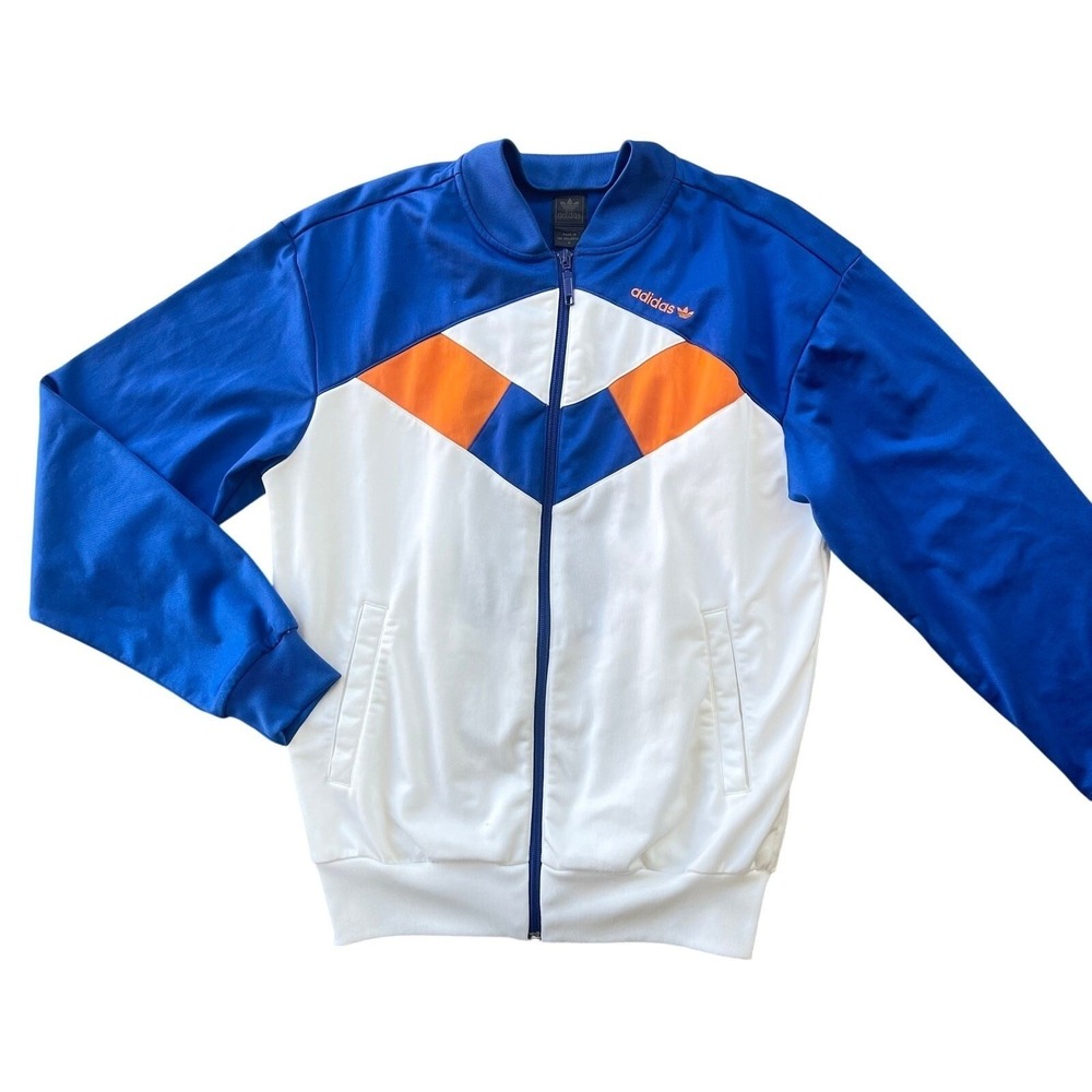 Vintage‎ Adidas Originals Mens Blue White Orange Colorblock Track Jacket Small